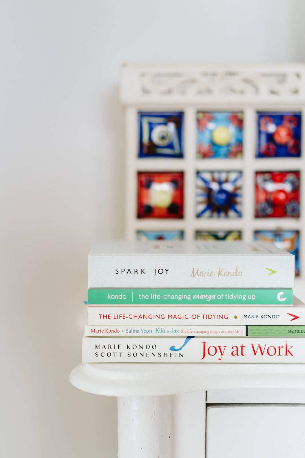 A selection of books written by Marie Kondo, and read by Hester from Tidylicious, who offers home decluttering and organising in Lewisham.